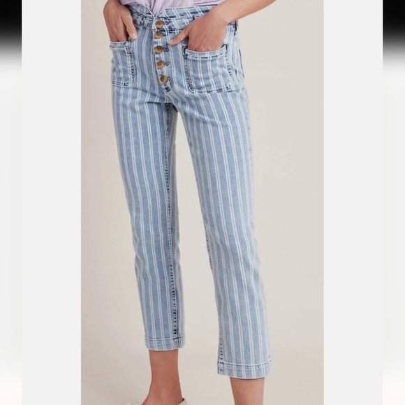 Anthropologie X Pilcro And The Letterpress Striped Button-fly Jeans - Picture 3 of 8